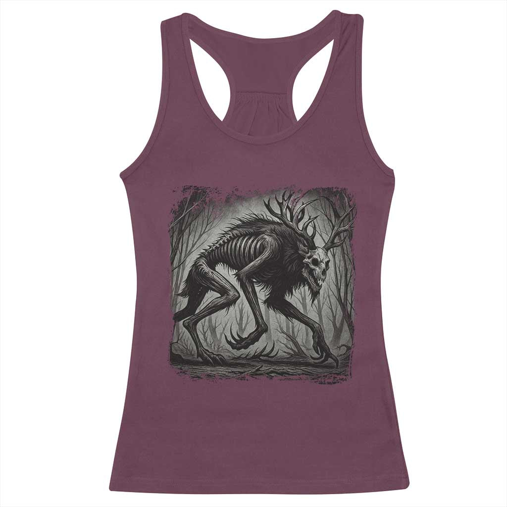 Wendigo Monster Racerback Tank Top Skinwalker Night Stroll Cryptid Dark Forest - Wonder Print Shop