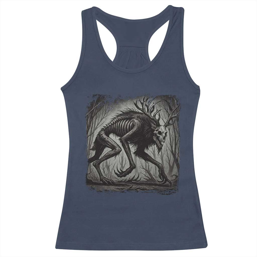 Wendigo Monster Racerback Tank Top Skinwalker Night Stroll Cryptid Dark Forest - Wonder Print Shop