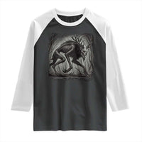 Wendigo Monster Raglan Shirt Skinwalker Night Stroll Cryptid Dark Forest - Wonder Print Shop
