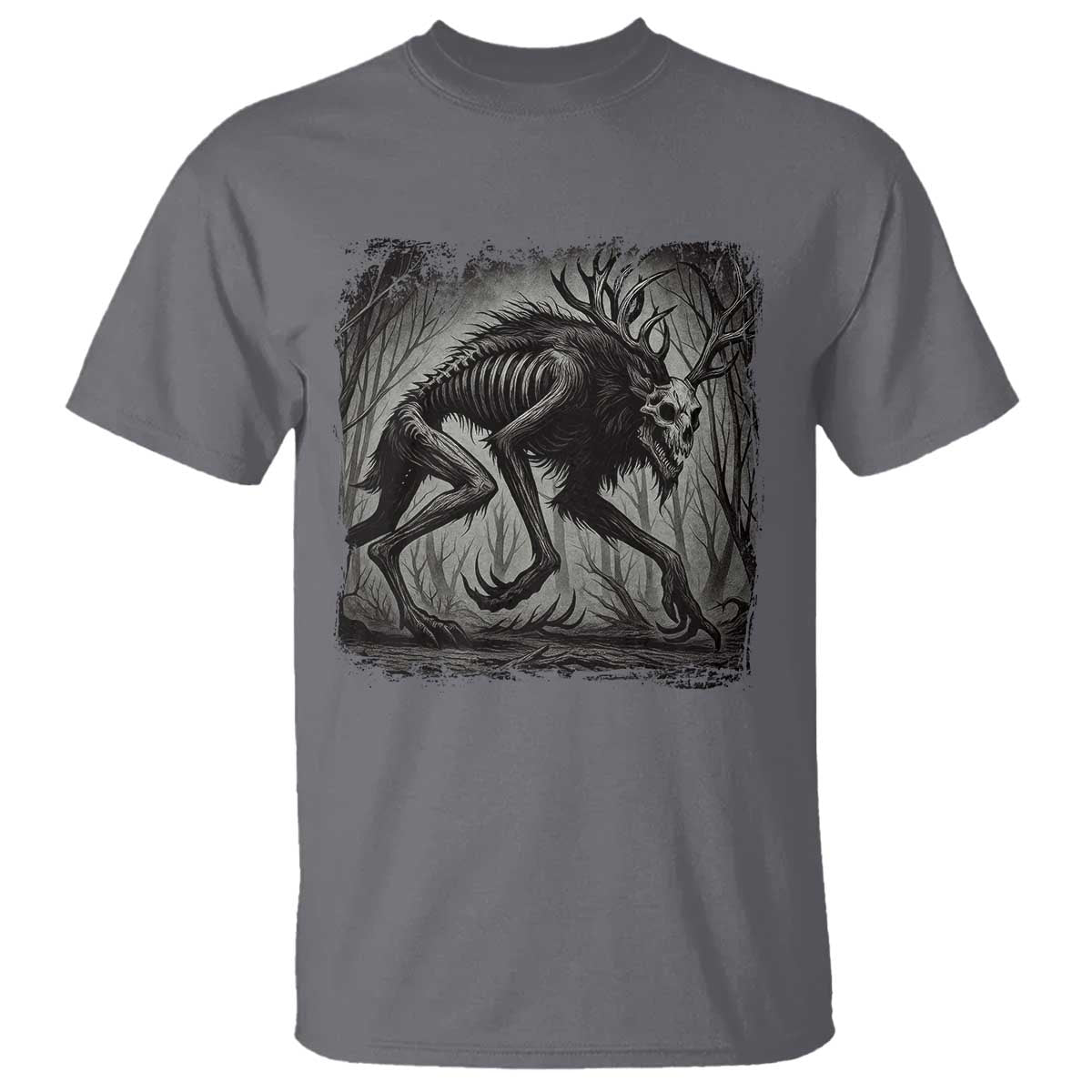 Wendigo Monster T Shirt Skinwalker Night Stroll Cryptid Dark Forest - Wonder Print Shop