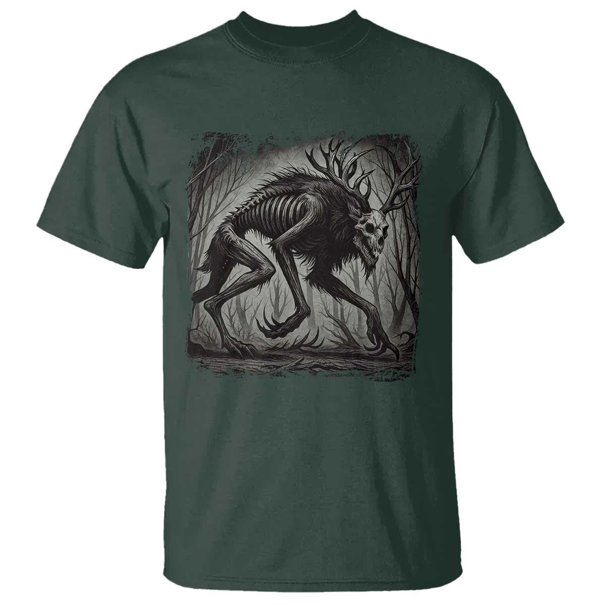 Wendigo Monster T Shirt Skinwalker Night Stroll Cryptid Dark Forest - Wonder Print Shop