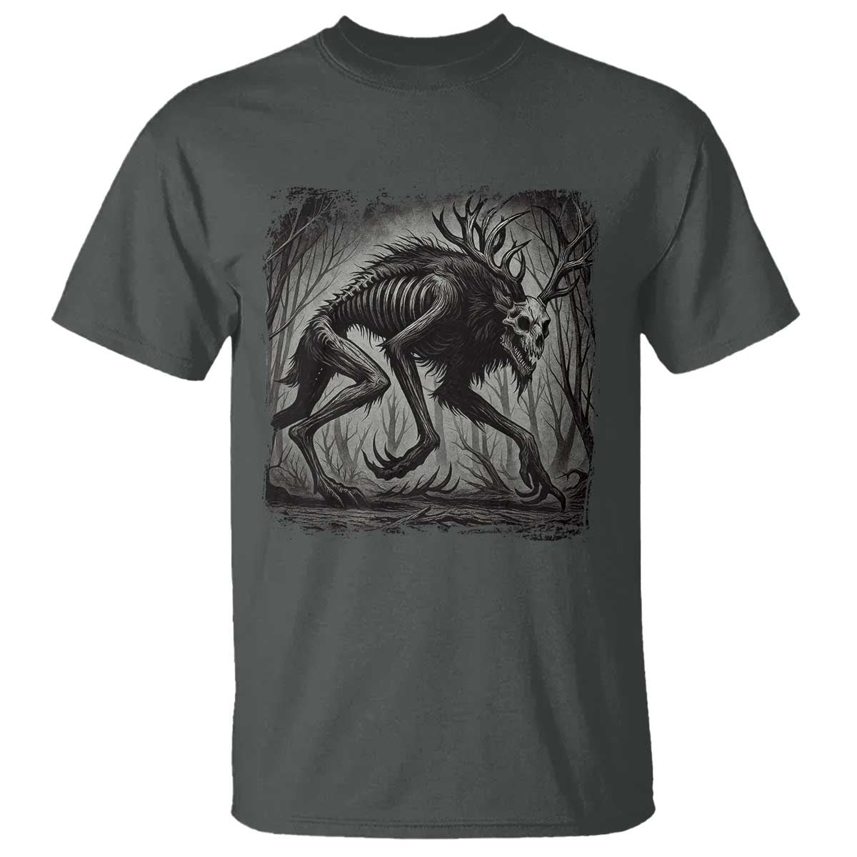 Wendigo Monster T Shirt Skinwalker Night Stroll Cryptid Dark Forest - Wonder Print Shop