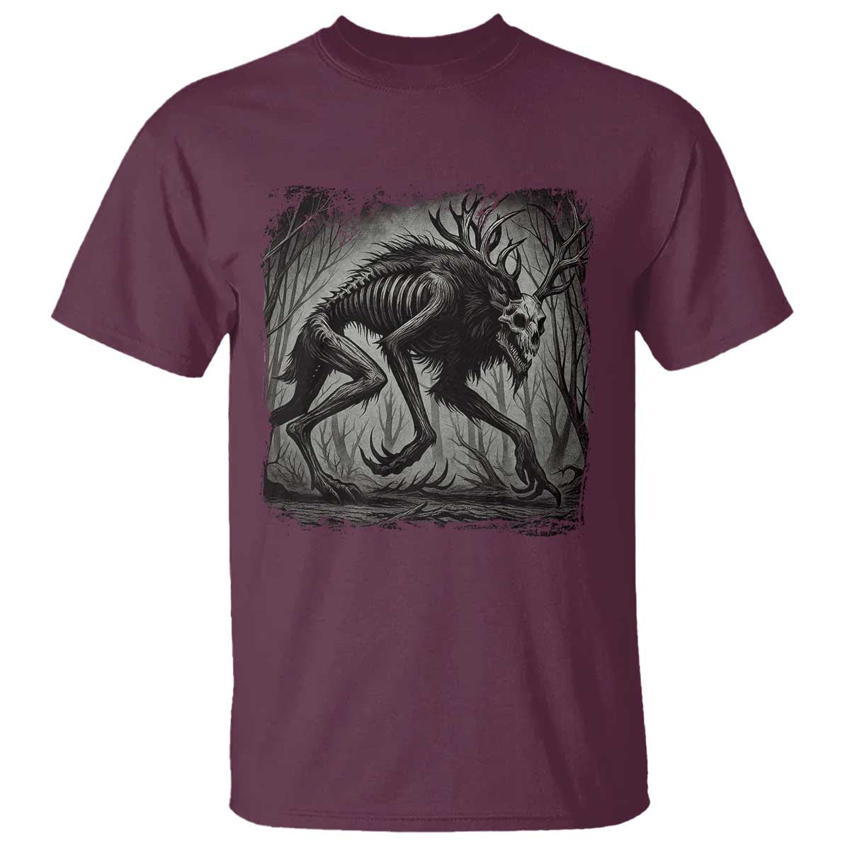 Wendigo Monster T Shirt Skinwalker Night Stroll Cryptid Dark Forest - Wonder Print Shop