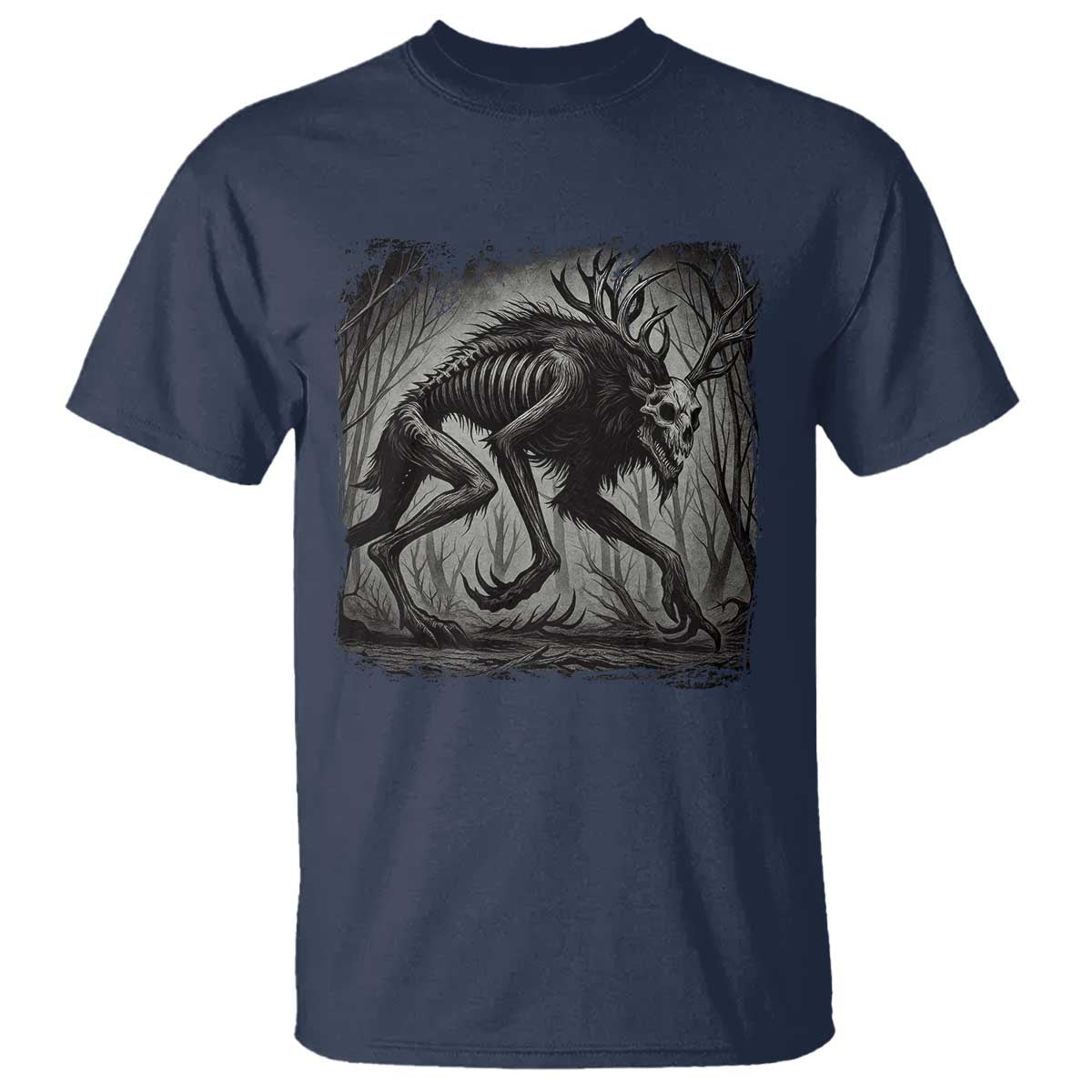 Wendigo Monster T Shirt Skinwalker Night Stroll Cryptid Dark Forest - Wonder Print Shop