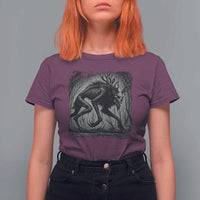 Wendigo Monster T Shirt For Women Skinwalker Night Stroll Cryptid Dark Forest - Wonder Print Shop