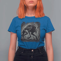 Wendigo Monster T Shirt For Women Skinwalker Night Stroll Cryptid Dark Forest - Wonder Print Shop