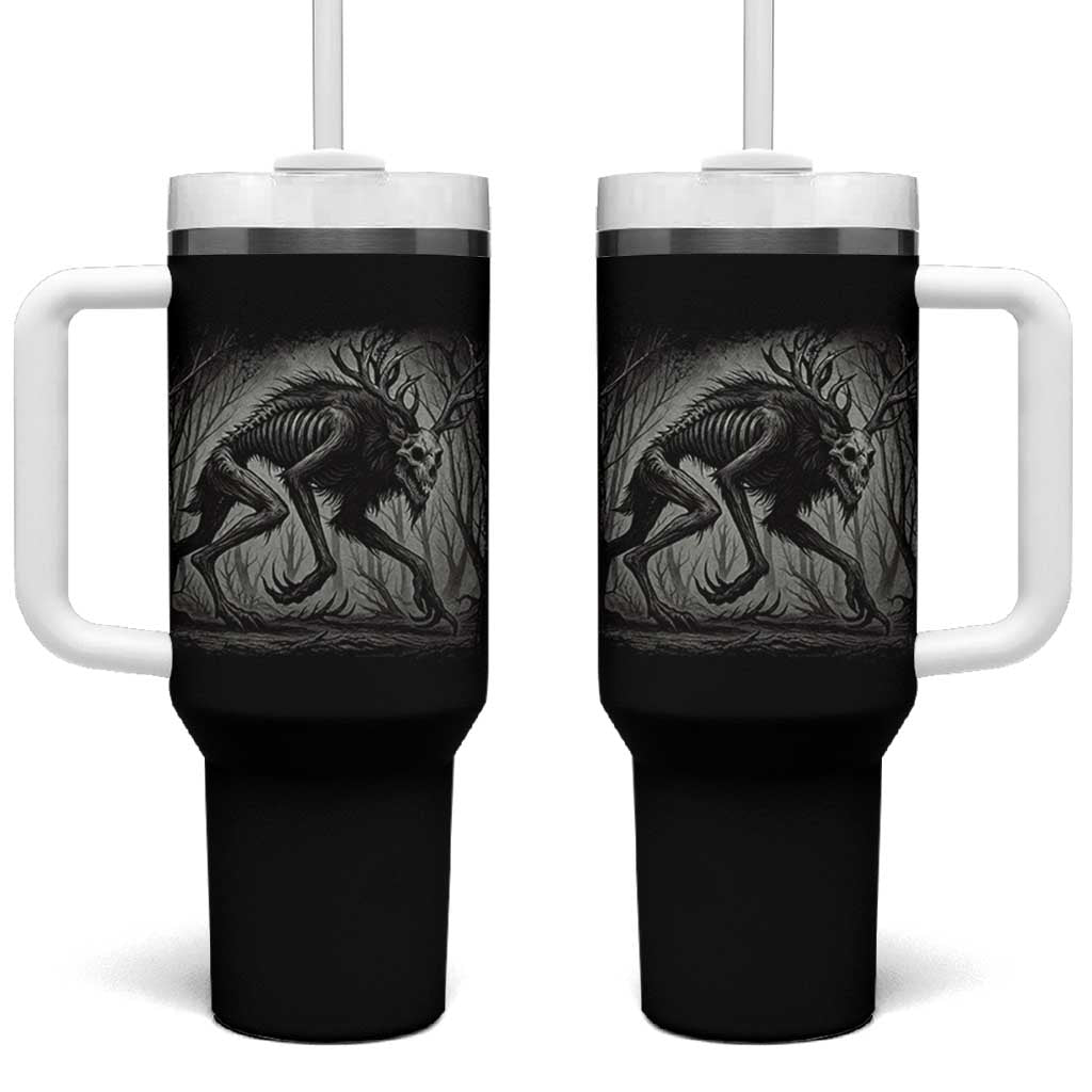 Wendigo Monster Tumbler With Handle Skinwalker Night Stroll Cryptid Dark Forest - Wonder Print Shop