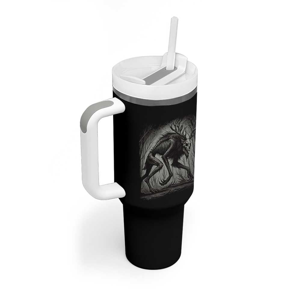 Wendigo Monster Tumbler With Handle Skinwalker Night Stroll Cryptid Dark Forest - Wonder Print Shop