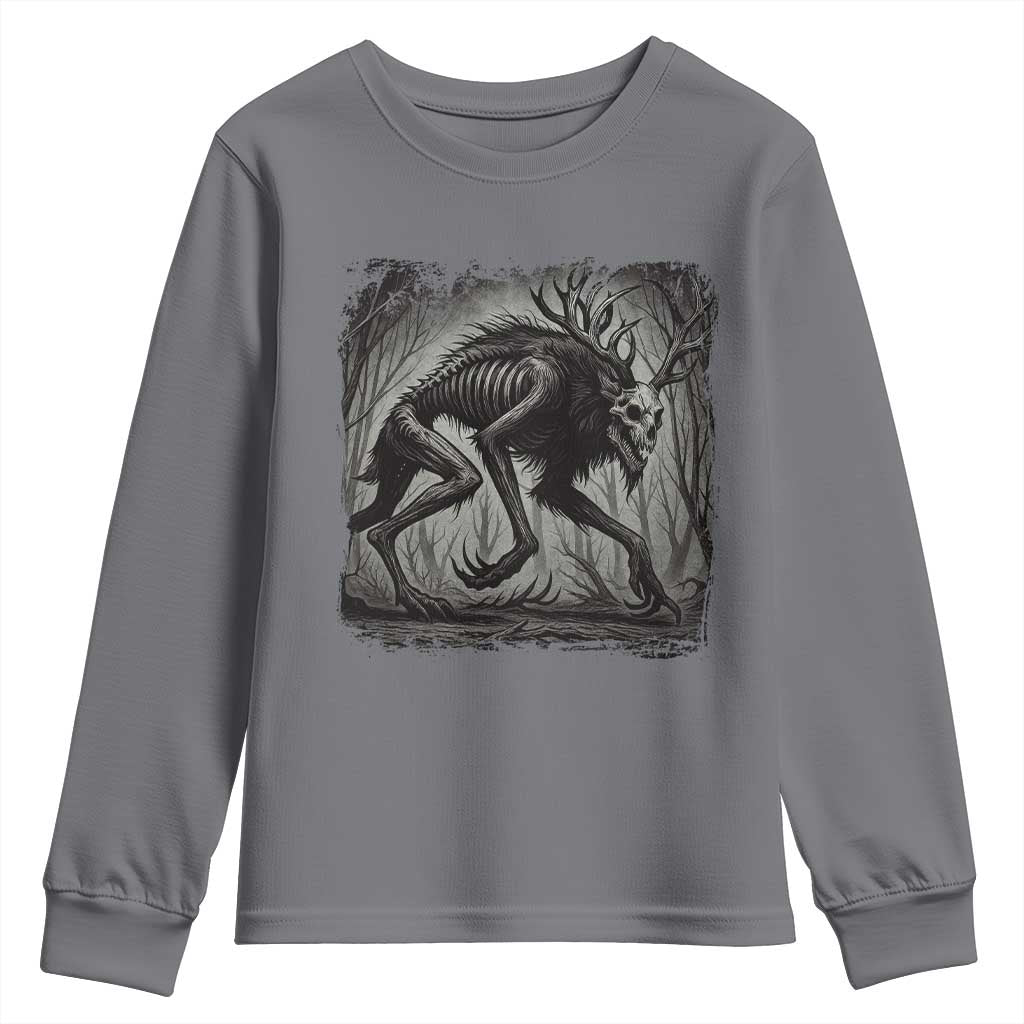 Wendigo Monster Youth Sweatshirt Skinwalker Night Stroll Cryptid Dark Forest - Wonder Print Shop