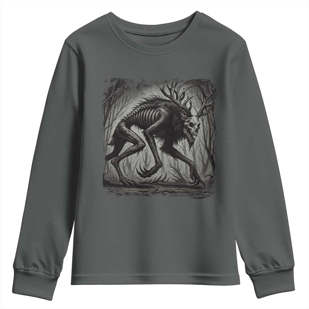 Wendigo Monster Youth Sweatshirt Skinwalker Night Stroll Cryptid Dark Forest - Wonder Print Shop