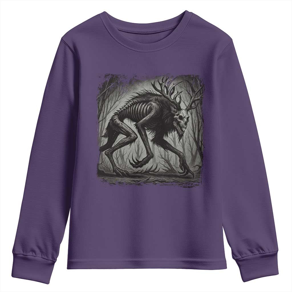 Wendigo Monster Youth Sweatshirt Skinwalker Night Stroll Cryptid Dark Forest - Wonder Print Shop