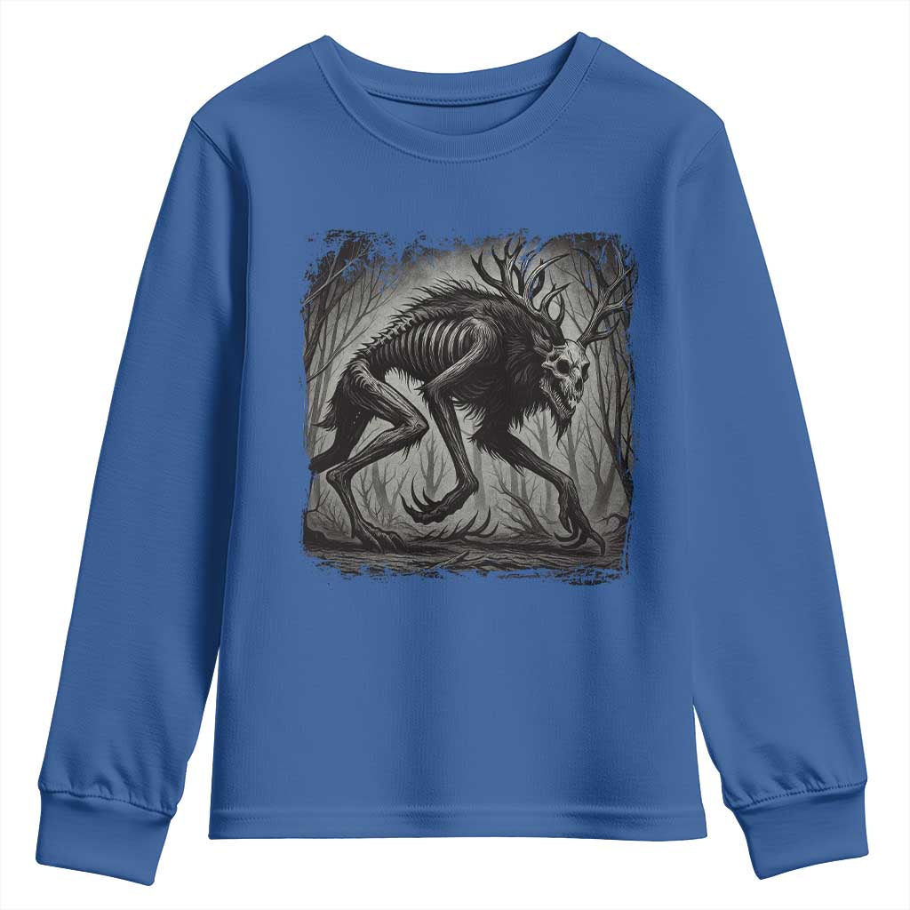 Wendigo Monster Youth Sweatshirt Skinwalker Night Stroll Cryptid Dark Forest - Wonder Print Shop