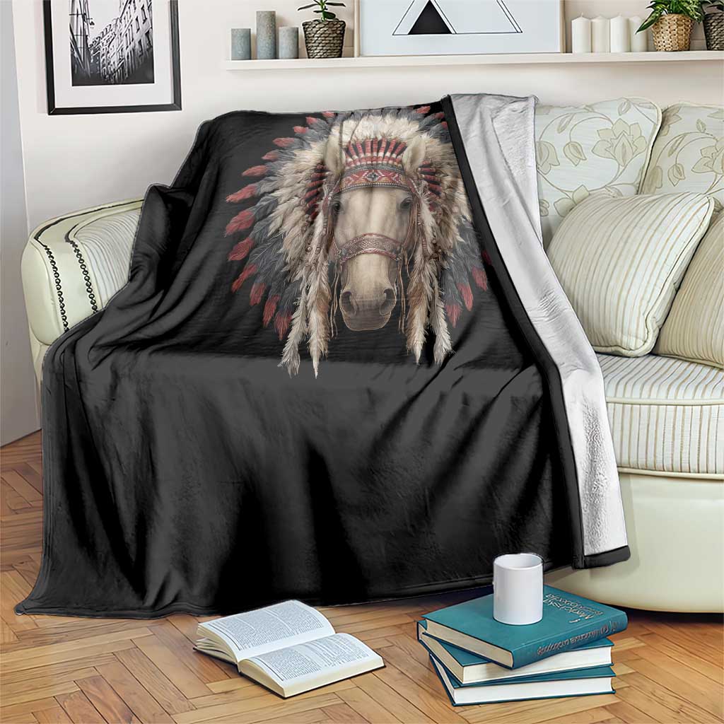Horse Native American Indigenous Heritage War Bonnet Throw Blanket - Wonder Print Shop