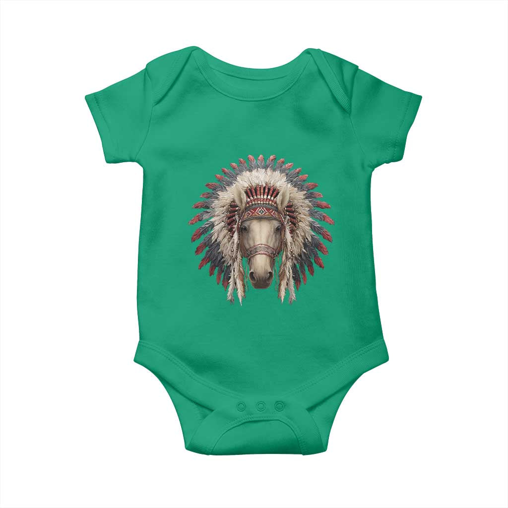Horse Native American Indigenous Heritage War Bonnet Baby Onesie - Wonder Print Shop