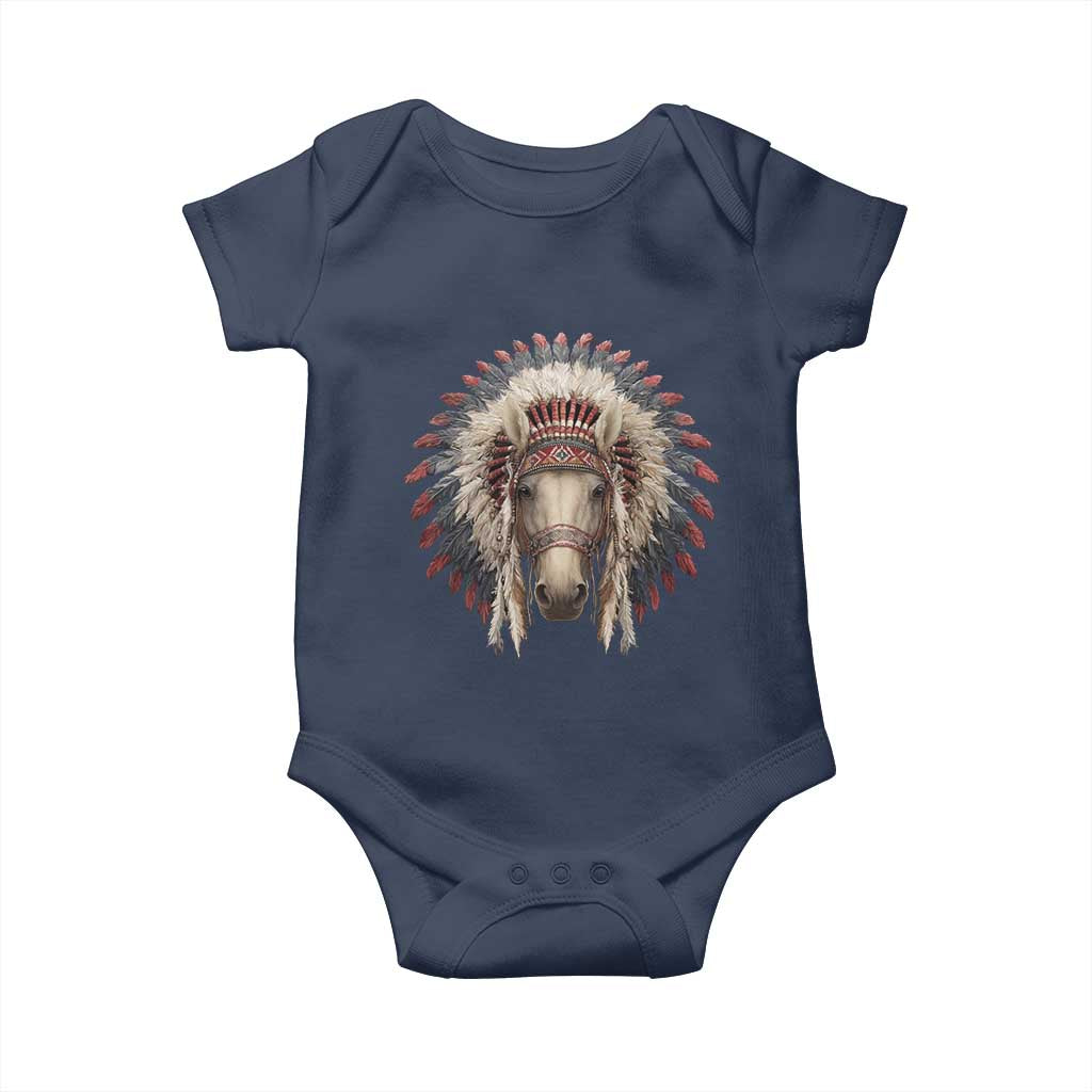 Horse Native American Indigenous Heritage War Bonnet Baby Onesie - Wonder Print Shop