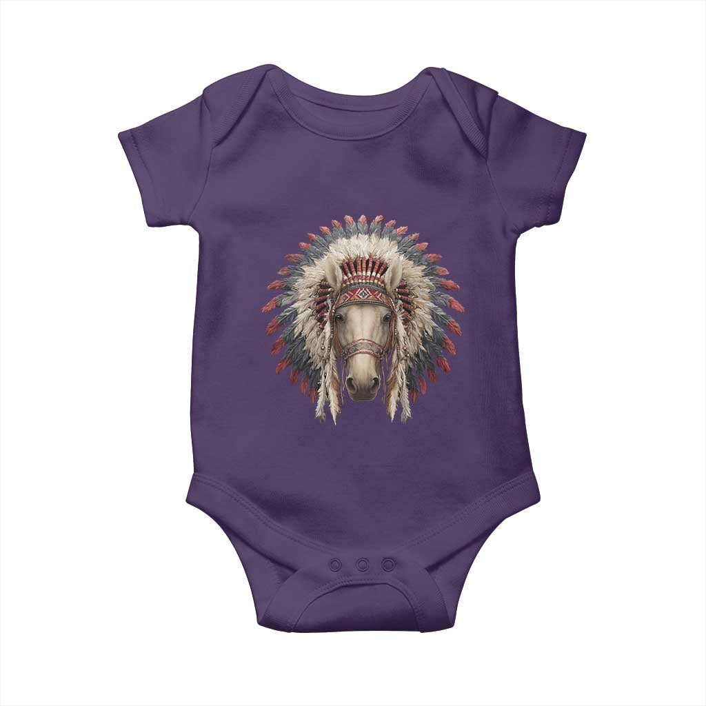 Horse Native American Indigenous Heritage War Bonnet Baby Onesie - Wonder Print Shop