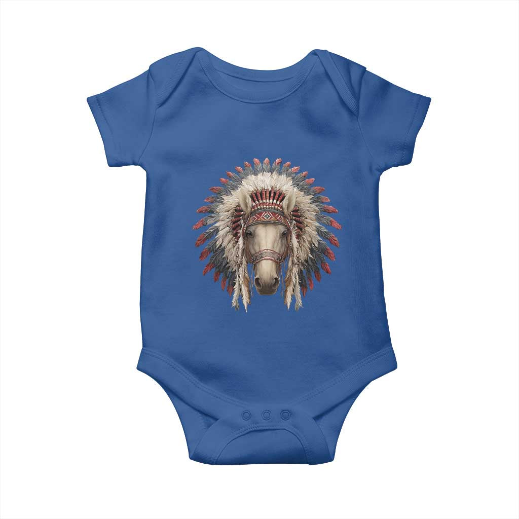 Horse Native American Indigenous Heritage War Bonnet Baby Onesie - Wonder Print Shop