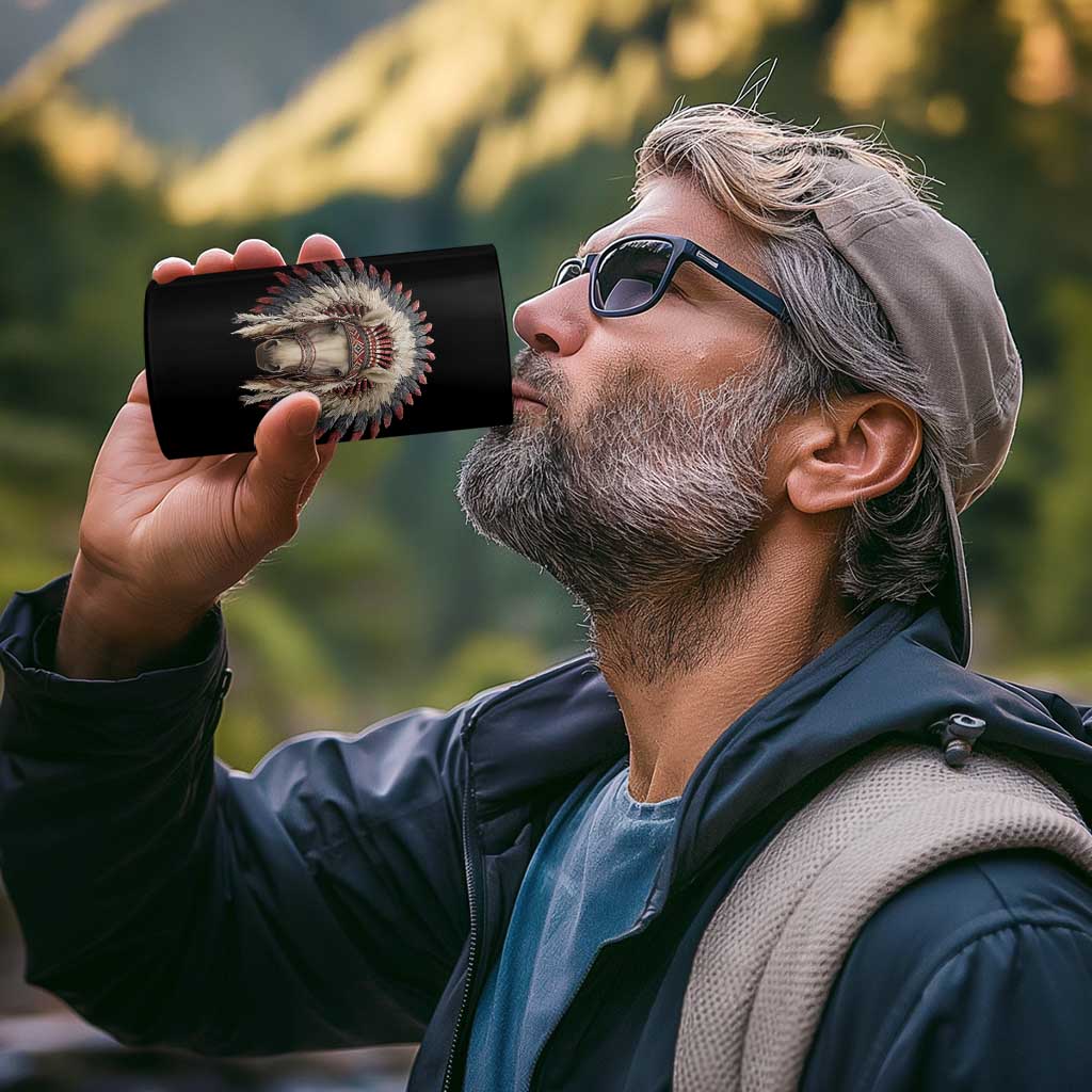 Horse Native American Indigenous Heritage War Bonnet 4 in 1 Can Cooler Tumbler - Wonder Print Shop