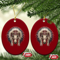Horse Native American Indigenous Heritage War Bonnet Ceramic Ornament