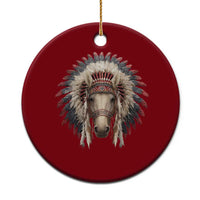 Horse Native American Indigenous Heritage War Bonnet Ceramic Ornament