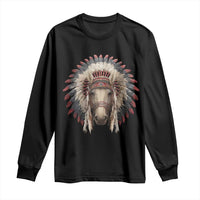 Horse Native American Indigenous Heritage War Bonnet Long Sleeve Shirt - Wonder Print Shop