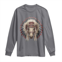 Horse Native American Indigenous Heritage War Bonnet Long Sleeve Shirt - Wonder Print Shop