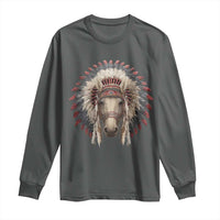Horse Native American Indigenous Heritage War Bonnet Long Sleeve Shirt - Wonder Print Shop