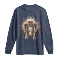Horse Native American Indigenous Heritage War Bonnet Long Sleeve Shirt - Wonder Print Shop