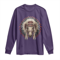 Horse Native American Indigenous Heritage War Bonnet Long Sleeve Shirt - Wonder Print Shop