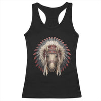 Horse Native American Indigenous Heritage War Bonnet Racerback Tank Top - Wonder Print Shop