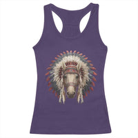 Horse Native American Indigenous Heritage War Bonnet Racerback Tank Top - Wonder Print Shop