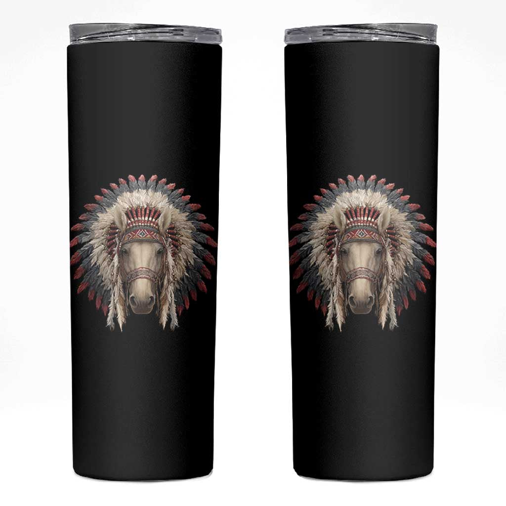 Horse Native American Indigenous Heritage War Bonnet Skinny Tumbler - Wonder Print Shop