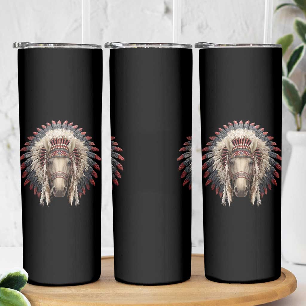 Horse Native American Indigenous Heritage War Bonnet Skinny Tumbler - Wonder Print Shop