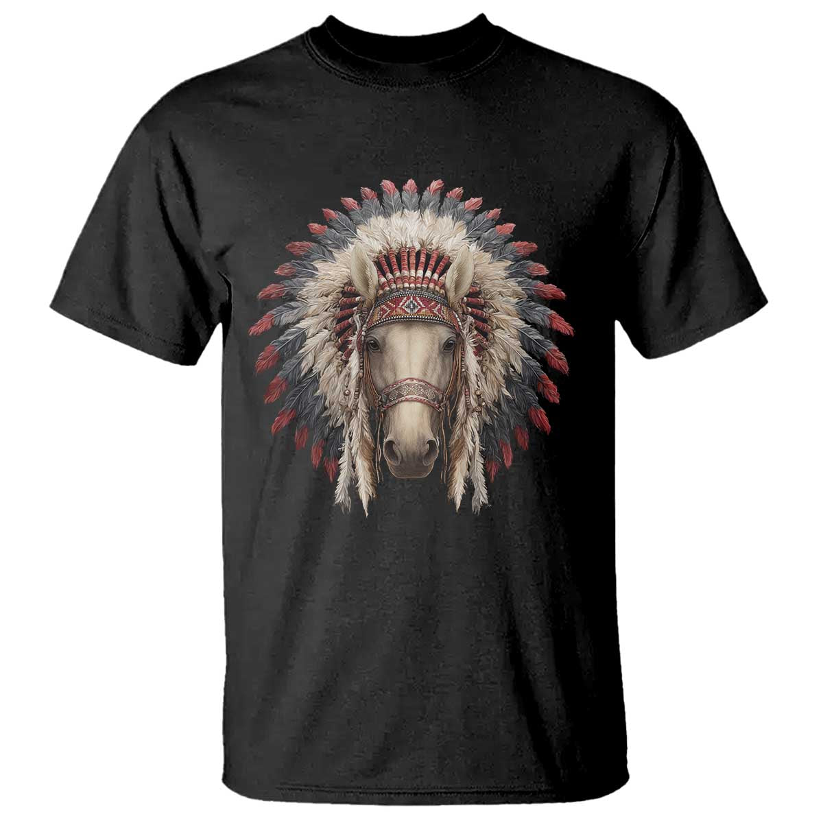 Horse Native American Indigenous Heritage War Bonnet T Shirt - Wonder Print Shop