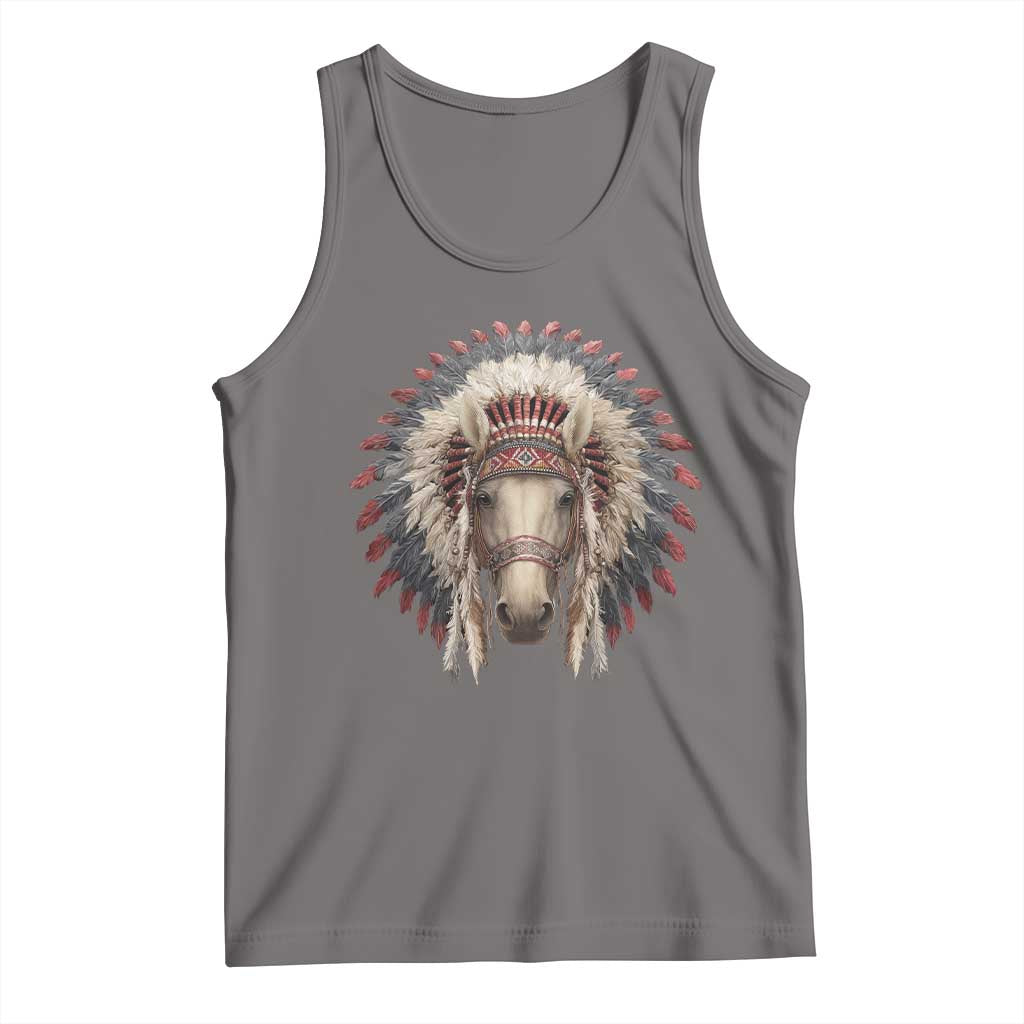 Horse Native American Indigenous Heritage War Bonnet Tank Top - Wonder Print Shop