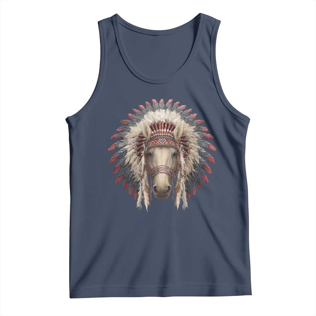 Horse Native American Indigenous Heritage War Bonnet Tank Top - Wonder Print Shop