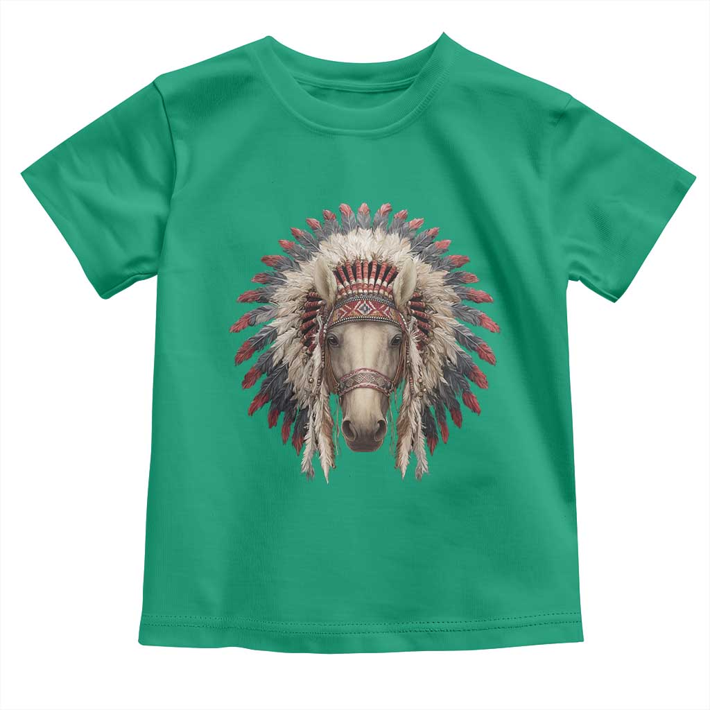 Horse Native American Indigenous Heritage War Bonnet Toddler T Shirt - Wonder Print Shop