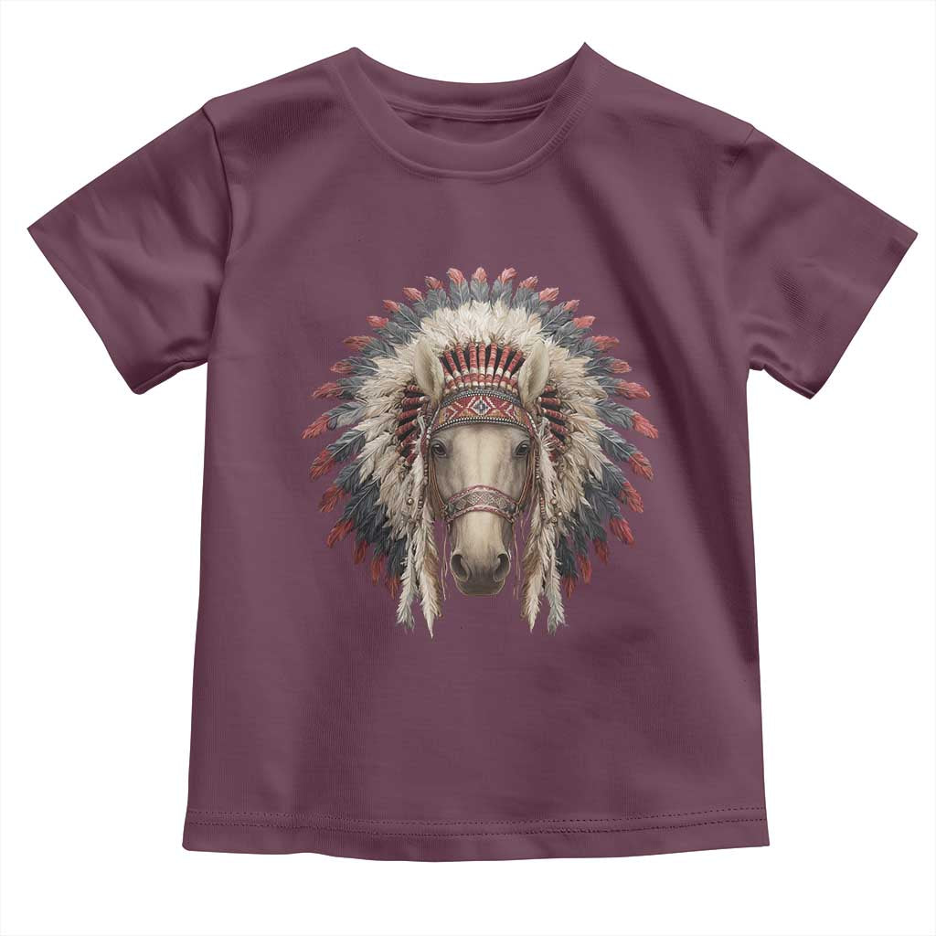 Horse Native American Indigenous Heritage War Bonnet Toddler T Shirt - Wonder Print Shop