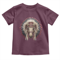 Horse Native American Indigenous Heritage War Bonnet Toddler T Shirt - Wonder Print Shop