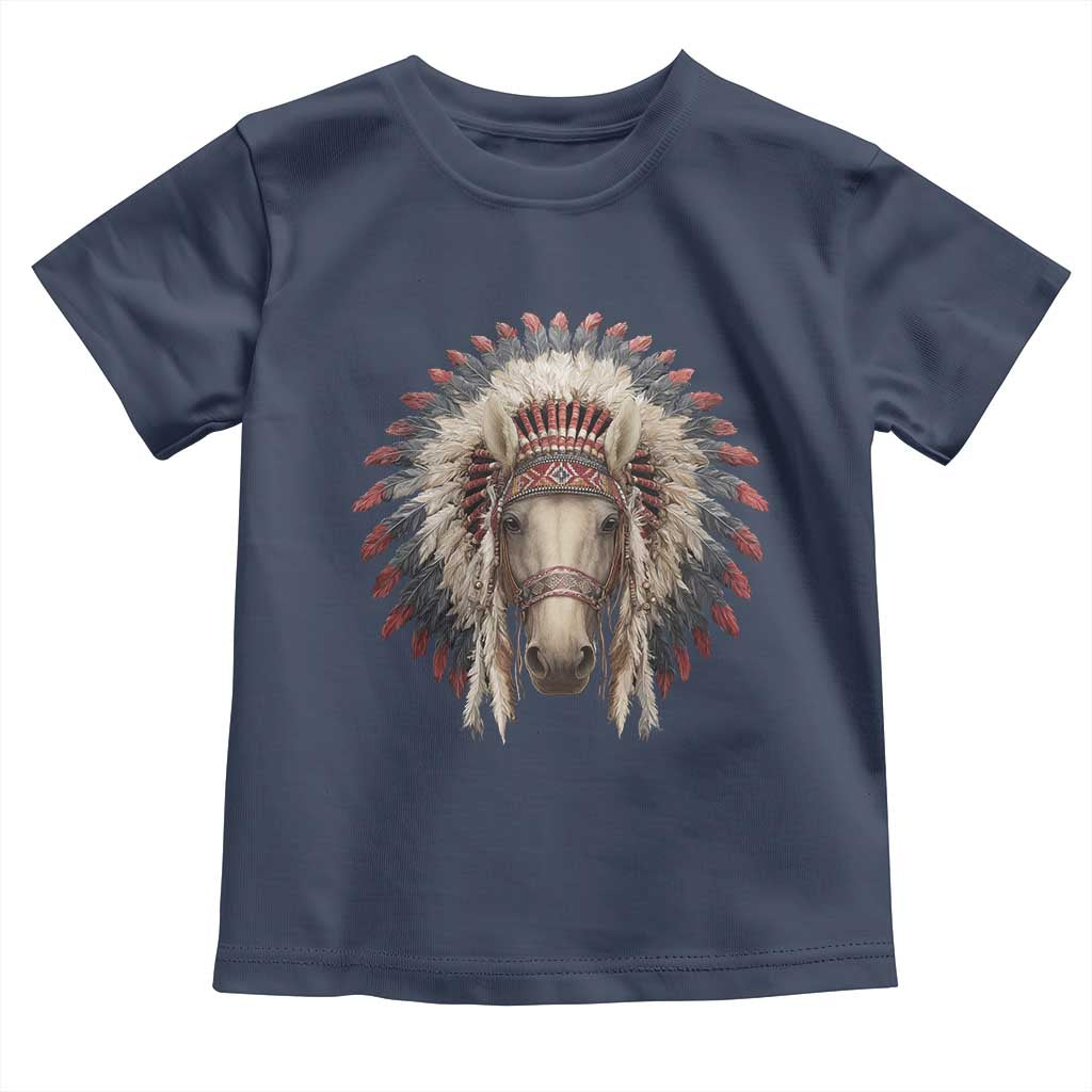 Horse Native American Indigenous Heritage War Bonnet Toddler T Shirt - Wonder Print Shop