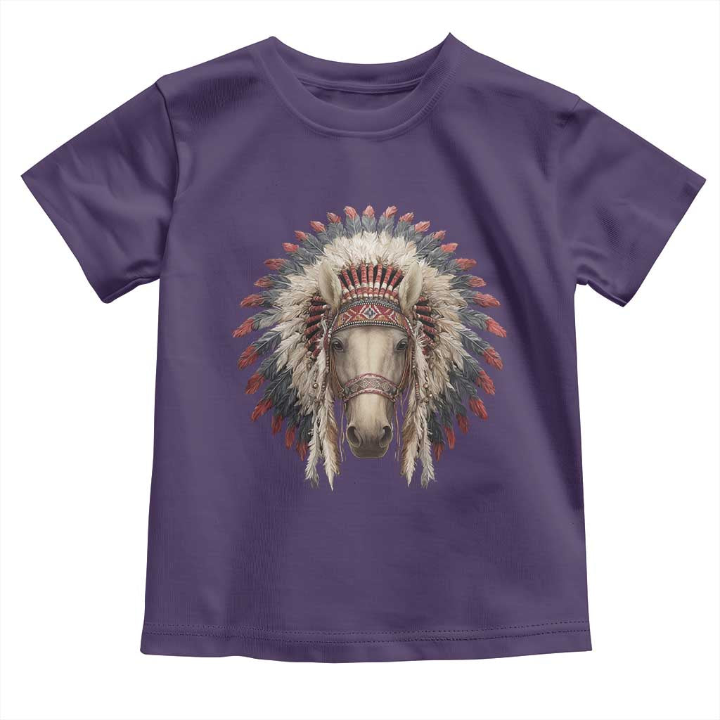 Horse Native American Indigenous Heritage War Bonnet Toddler T Shirt - Wonder Print Shop