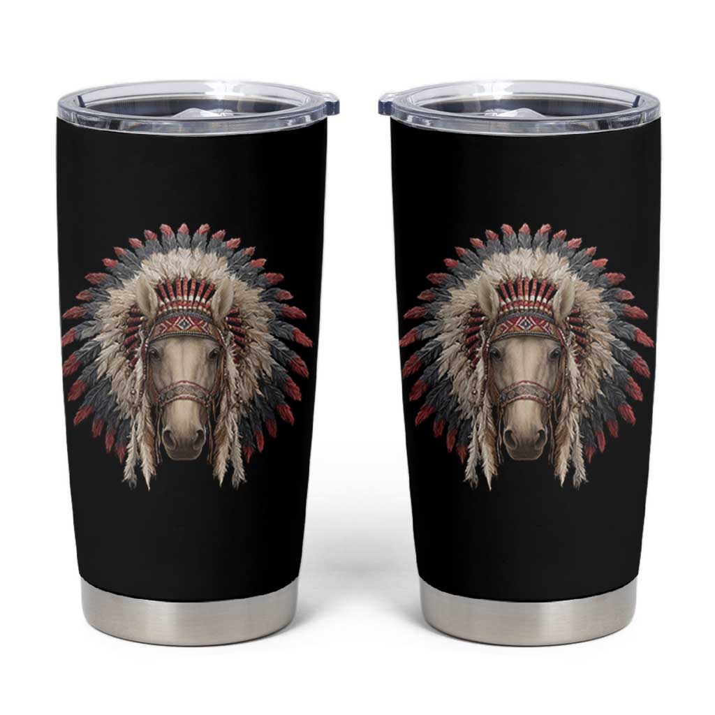 Horse Native American Indigenous Heritage War Bonnet Tumbler Cup - Wonder Print Shop