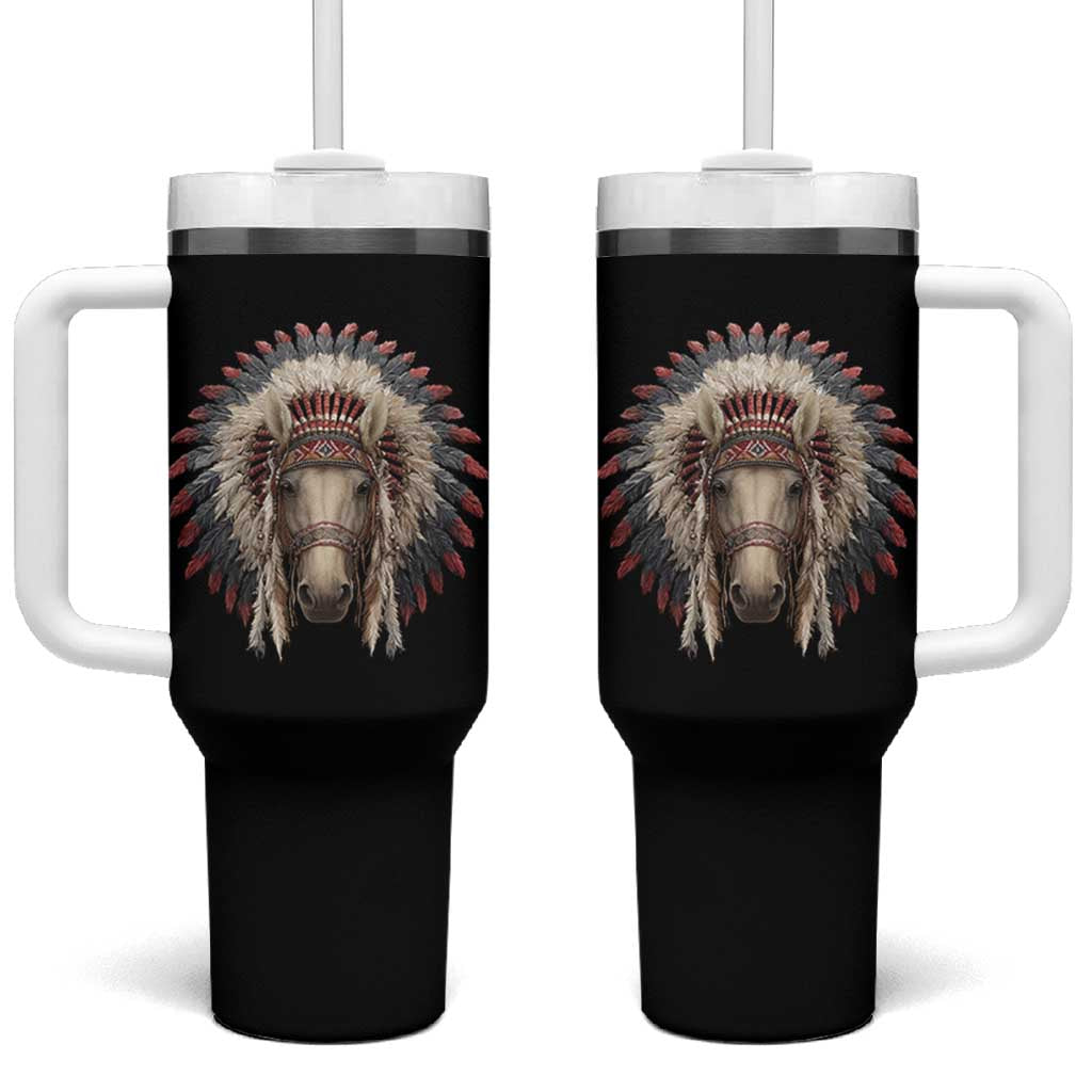 Horse Native American Indigenous Heritage War Bonnet Tumbler With Handle - Wonder Print Shop