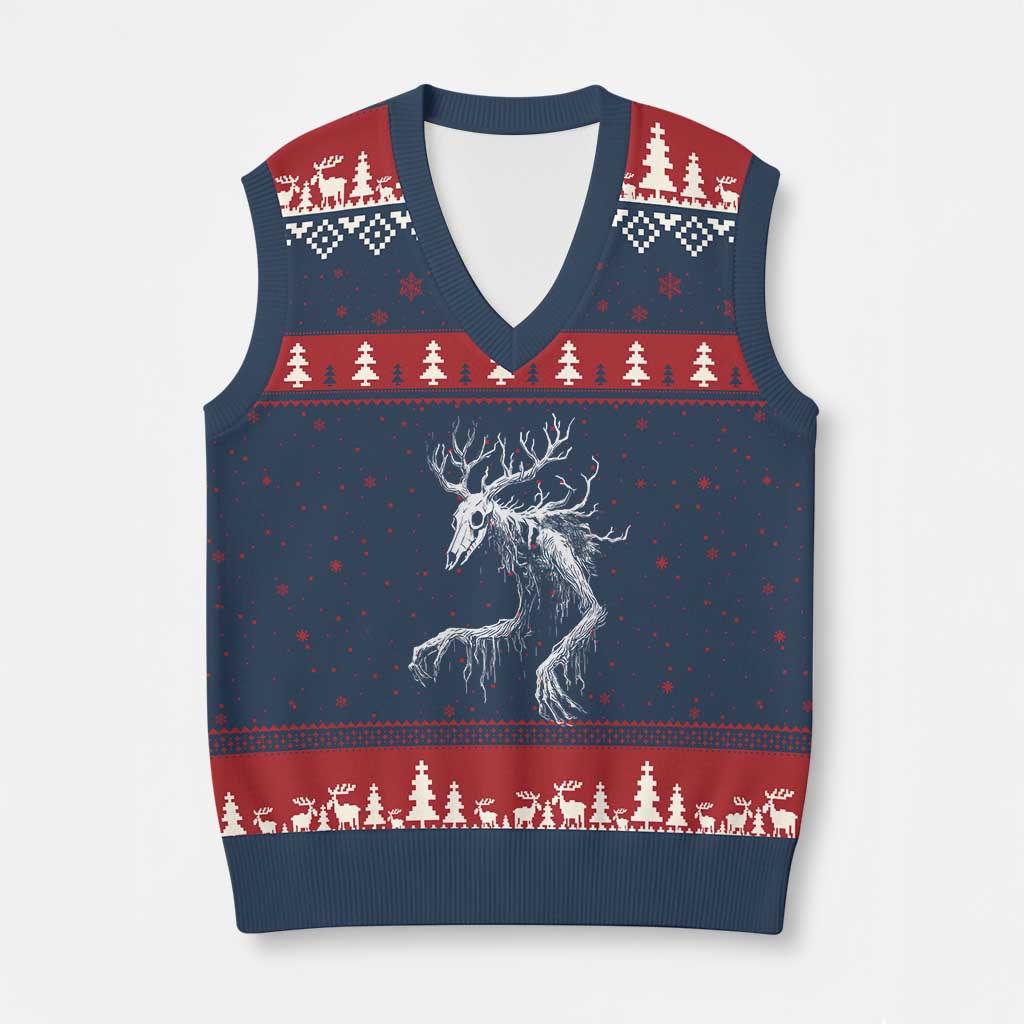 Wendigo Monster Skinwalker Mythical Cryptid V-Neck Knit Sweater Vest - Wonder Print Shop