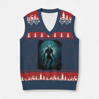 Wendigo Monster Skinwalker Mythical Cryptid Dark Forest V-Neck Knit Sweater Vest - Wonder Print Shop