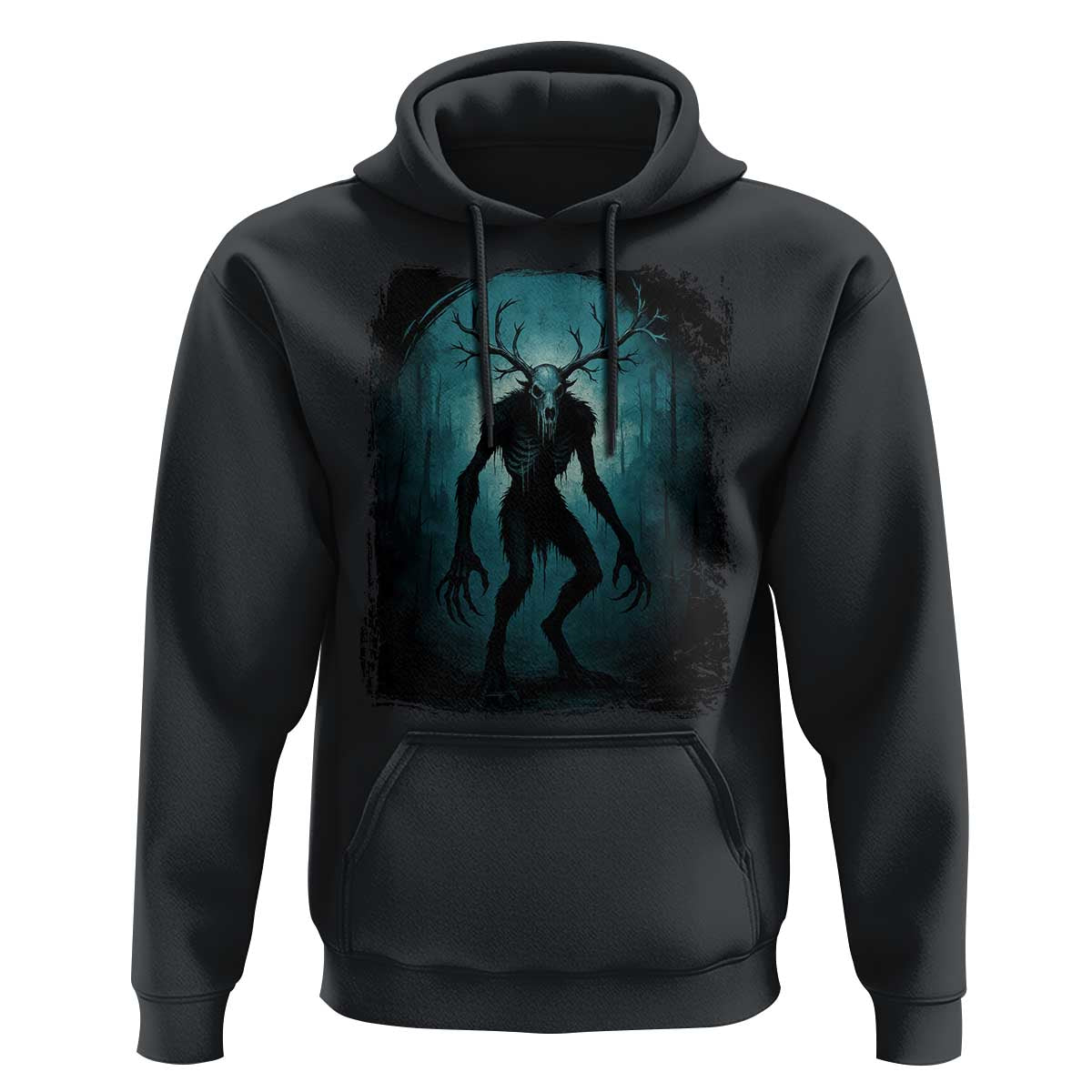Wendigo Monster Skinwalker Mythical Cryptid Dark Forest Hoodie - Wonder Print Shop