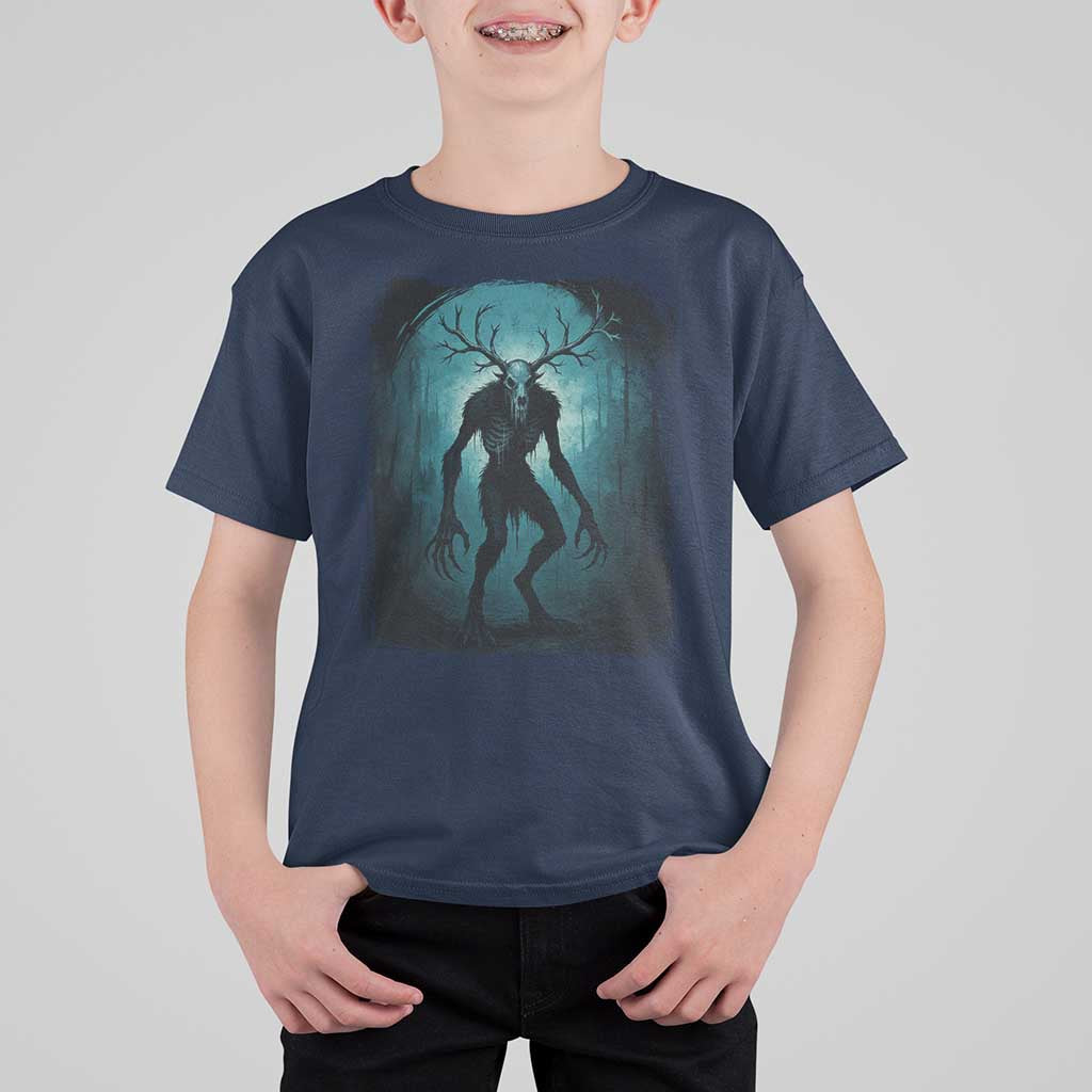 Wendigo Monster Skinwalker Mythical Cryptid Dark Forest T Shirt For Kid - Wonder Print Shop