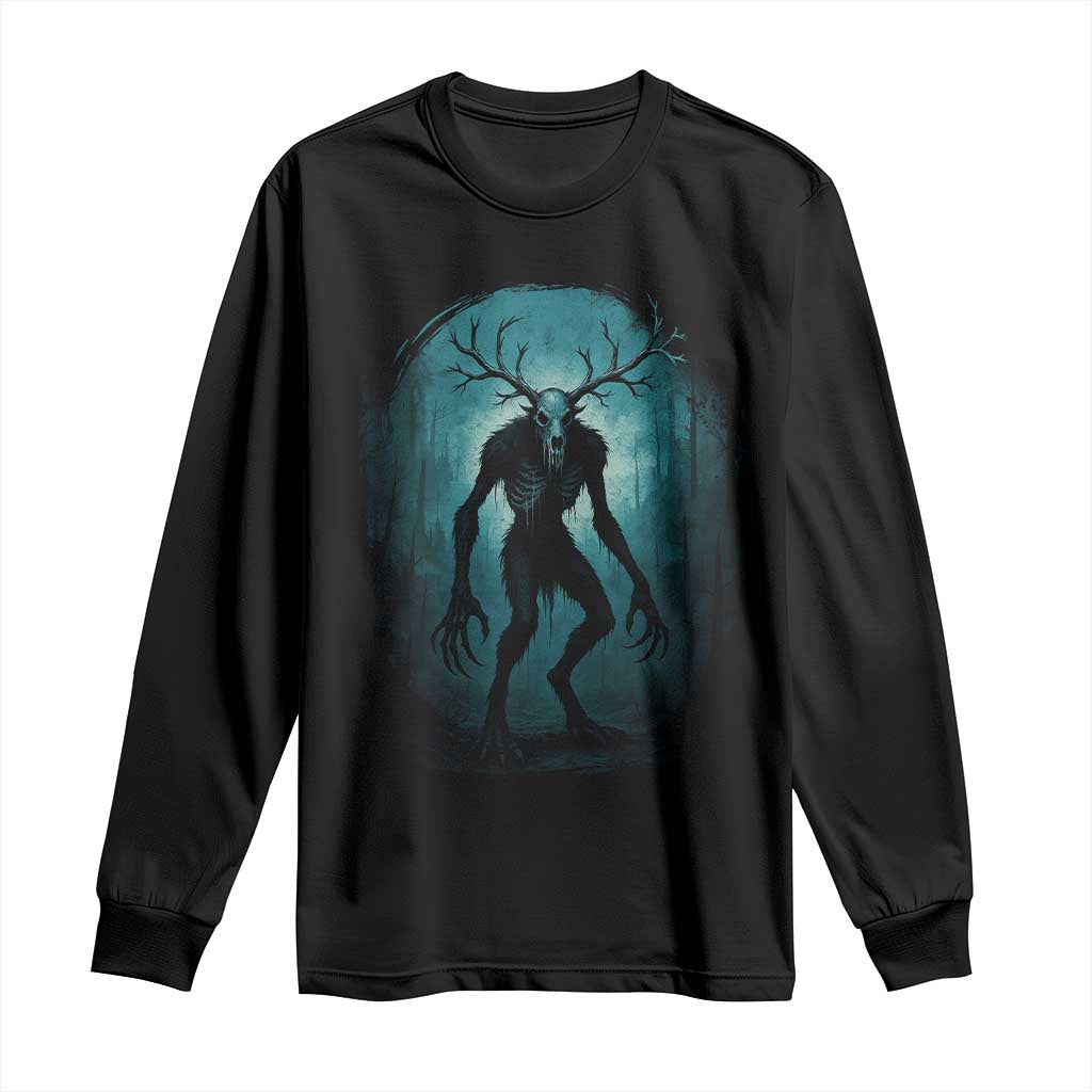 Wendigo Monster Skinwalker Mythical Cryptid Dark Forest Long Sleeve Shirt - Wonder Print Shop