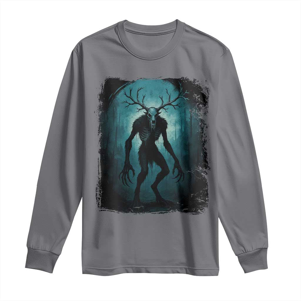 Wendigo Monster Skinwalker Mythical Cryptid Dark Forest Long Sleeve Shirt - Wonder Print Shop