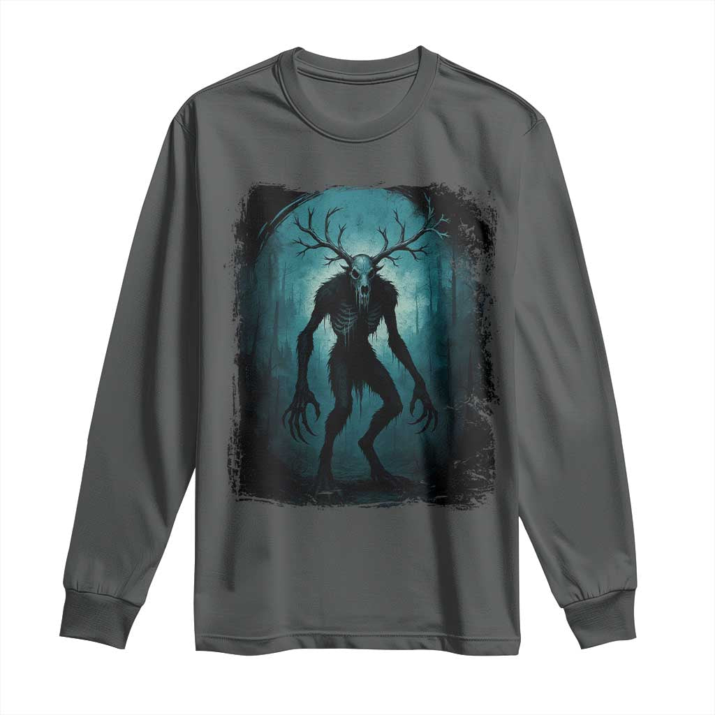 Wendigo Monster Skinwalker Mythical Cryptid Dark Forest Long Sleeve Shirt - Wonder Print Shop